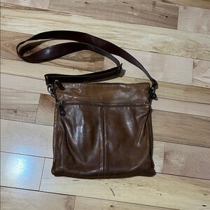 Roots Brown Leather Small Messenger Bag